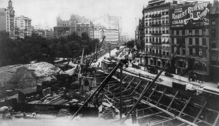 Framed Print : Subway construction, rapid transit construction work at Union Square, New York City, photograph, June 8, 1901