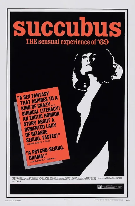 Framed Print : SUCCUBUS, (aka NECRONOMICON-GETRAUMTE SUNDEN), poster art, 1968