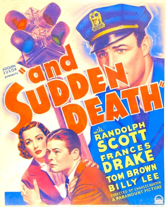 Framed Print : AND SUDDEN DEATH, US poster art, from left: Frances Drake, Tom Brown, Randolph Scott, 1936