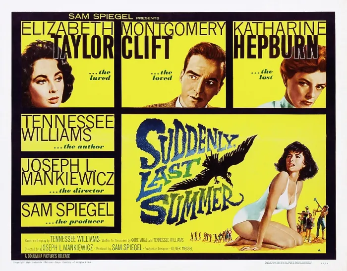 Framed Print : SUDDENLY, LAST SUMMER, US poster art, top from left: Elizabeth Taylor, Montgomery Clift, Katharine Hepburn; bottom right: Elizabeth Taylor, 1959 Framed Print : SUDDENLY, LAST SUMMER, US poster art, top from left: Elizabeth Taylor, Montgomery Clift, Katharine Hepburn; bottom right: Elizabeth Taylor, 1959