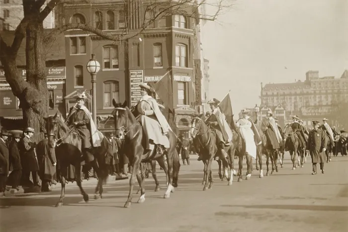 Framed Print : Suffragists on horseback in a parade in Washington, D.C. on May 9, 1914 Framed Print : Suffragists on horseback in a parade in Washington, D.C. on May 9, 1914