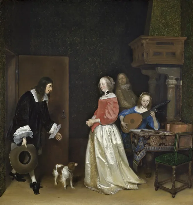 Framed Print : The Suitor's Visit, by Gerard ter Borch, the Younger, 1658, Dutch painting, oil on canvas Framed Print : The Suitor's Visit, by Gerard ter Borch, the Younger, 1658, Dutch painting, oil on canvas