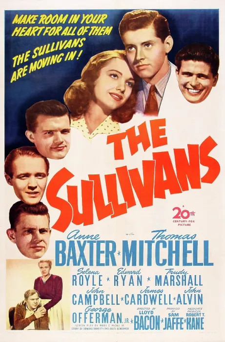 Framed Print : THE SULLIVANS, (aka THE FIGHTING SULLIVANS), poster art, from bottom left: Edward Ryan, George Offerman Jr. John Alvin, Anne Baxter, James Cardwell, John Campbell
