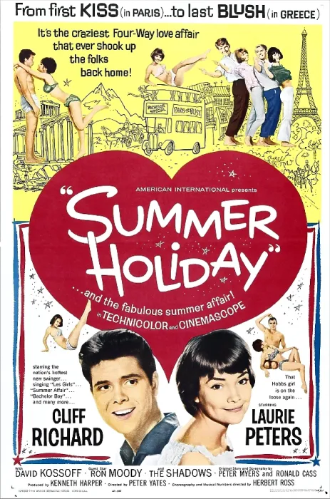 Framed Print : SUMMER HOLIDAY, US poster, bottom from left: Cliff Richard, Lauri Peters, 1963