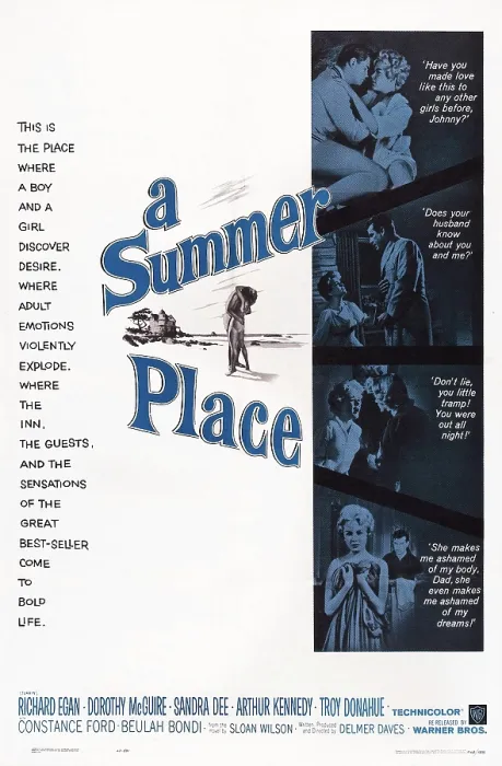 Framed Print : A SUMMER PLACE, from top: Troy Donahue, Sandra Dee, Sandra Dee, Richard Egan, Sandra Dee, Constance Ford, Sandra Dee, 1959