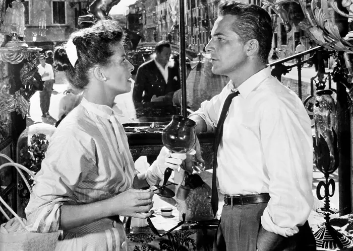 Framed Print : SUMMERTIME, (aka SUMMER MADNESS), from left, Katharine Hepburn, Rosanno Brazzi, 1955