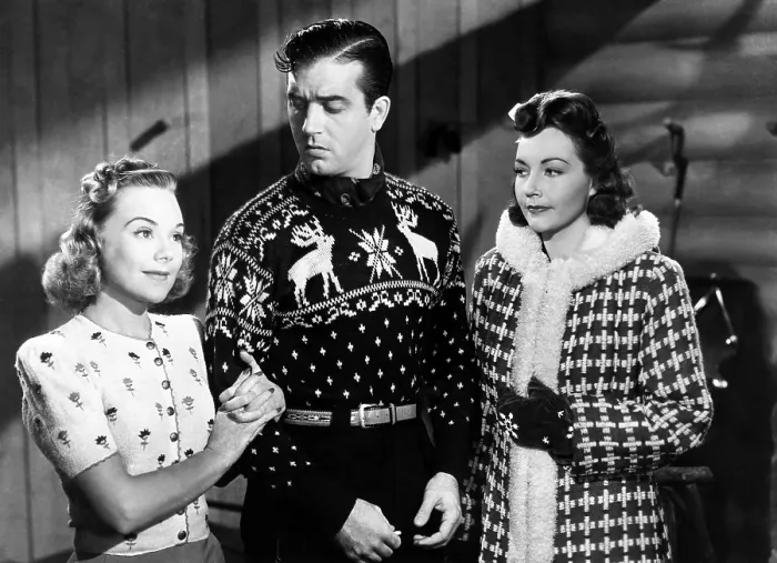 Framed Print : SUN VALLEY SERENADE, from left, Sonja Henie, John Payne, Lynn Bari, 1941, TM and Copyright 20th Century-Fox Film Corp. All Rights Reserved