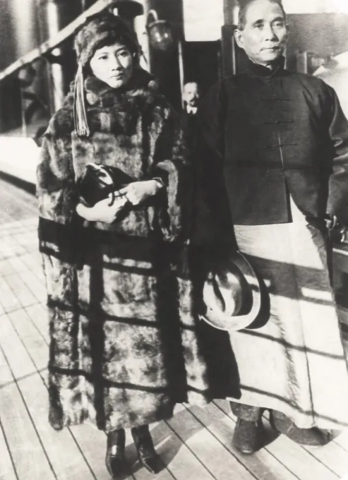 Framed Print : Sun Yat-sen, the Chinese revolutionary leader with his wife, Soong Ching-ling. Shipboard photo, on their arrival in Kobe, Japan, 1924. (CSU_2015_11_1299) Framed Print : Sun Yat-sen, the Chinese revolutionary leader with his wife, Soong Ching-ling. Shipboard photo, on their arrival in Kobe, Japan, 1924. (CSU_2015_11_1299)