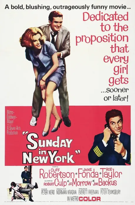 Framed Print : SUNDAY IN NEW YORK, poster art, top l-r: Jane Fonda, Rod Taylor, center: Cliff Robertson, 1963