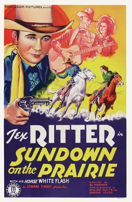 Framed Print : SUNDOWN ON THE PRAIRIE, US poster art, top left: Tex Ritter, 1939 Framed Print : SUNDOWN ON THE PRAIRIE, US poster art, top left: Tex Ritter, 1939