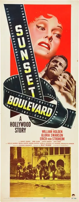 Framed Print : SUNSET BOULEVARD, from left: Gloria Swanson, William Holden, Nancy Olson, 1950