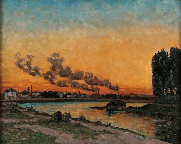 Framed Print : Sunset in Ivry, by Jean-Baptiste-Armand Guillaumin, 1873, 19th Century, oil on canvas, 65 x 81 cm - France, Paris, Muse d'Orsay. Whole artwork view
