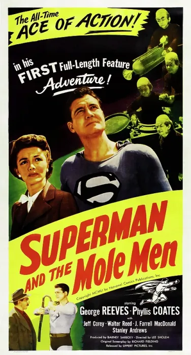 Framed Print : SUPERMAN AND THE MOLE MEN, US poster art, top from left: Phyllis Coates, George Reeves, bottom right: George Reeves, 1951