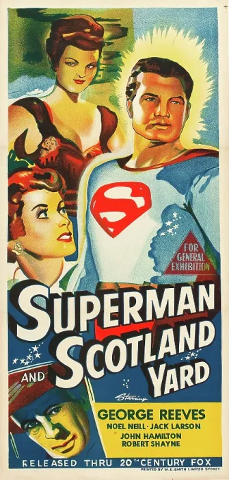Framed Print : SUPERMAN IN SCOTLAND YARD, right: George Reeves on poster art, 1954, TM and Copyright 20th Century Fox Film Corp. All rights reserved. / courtesy Everett Collection