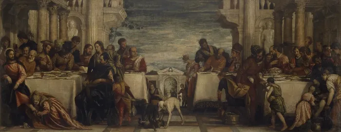 Framed Print : Supper in the House of Simon, by Paolo Caliari known as Veronese, 1570, 16th century, oil on canvas, 275 x 710 cm. - Italy, Lombardy, Milan, Brera Collection. Whole artwork view Framed Print : Supper in the House of Simon, by Paolo Caliari known as Veronese, 1570, 16th century, oil on canvas, 275 x 710 cm. - Italy, Lombardy, Milan, Brera Collection. Whole artwork view