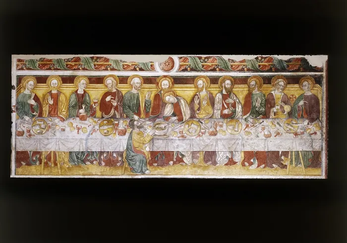 Framed Print : The Last Supper, by Unknown Artist, 15th Century, - Italy, Veneto, Treviso, Treviso, San Polo in Piave, Chiesa del Cimitero. Full image Framed Print : The Last Supper, by Unknown Artist, 15th Century, - Italy, Veneto, Treviso, Treviso, San Polo in Piave, Chiesa del Cimitero. Full image