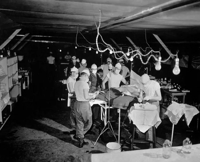 Framed Print : Surgery is performed on a wounded soldier at the 8209th Mobile Army Surgical Hospital. The MASH unit is twenty miles from the front lines. August 4, 1952. Korean War, 1950-53 Framed Print : Surgery is performed on a wounded soldier at the 8209th Mobile Army Surgical Hospital. The MASH unit is twenty miles from the front lines. August 4, 1952. Korean War, 1950-53