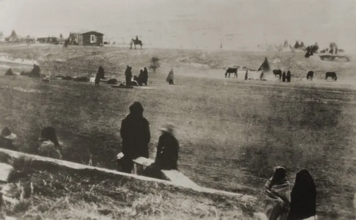 Framed Print : Survivors of the Wounded Knee Massacre surrendering to the US Army, Jan. 1, 1891