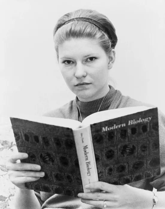 Framed Print : Susan Epperson, the plaintiff in Epperson v. Arkansas, 393 U.S. 97 (1968), holding biology textbook. The U.S