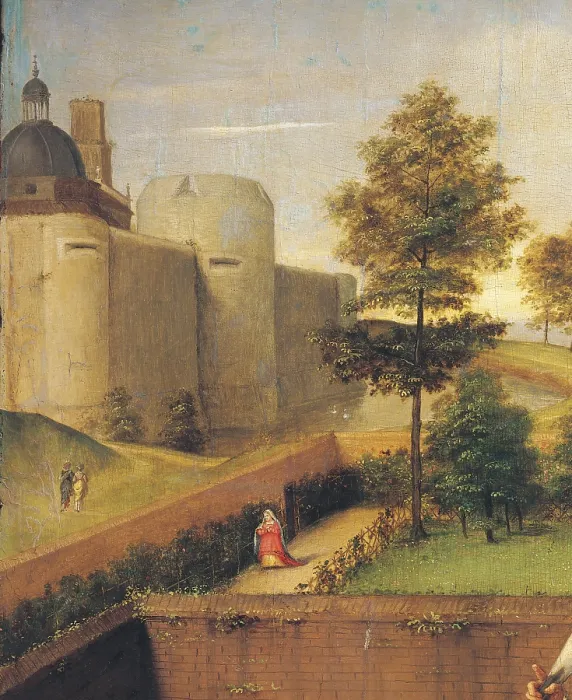 Framed Print : Susanna and the Elders, by Lotto Lorenzo, 16th Century, 1517, oil on panel, cm 66 x 51 - Italy, Tuscany, Florence, Uffizi Gallery. Detail