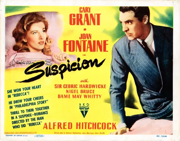 Framed Print : SUSPICION, US poster, Joan Fontaine, Cary Grant, 1941