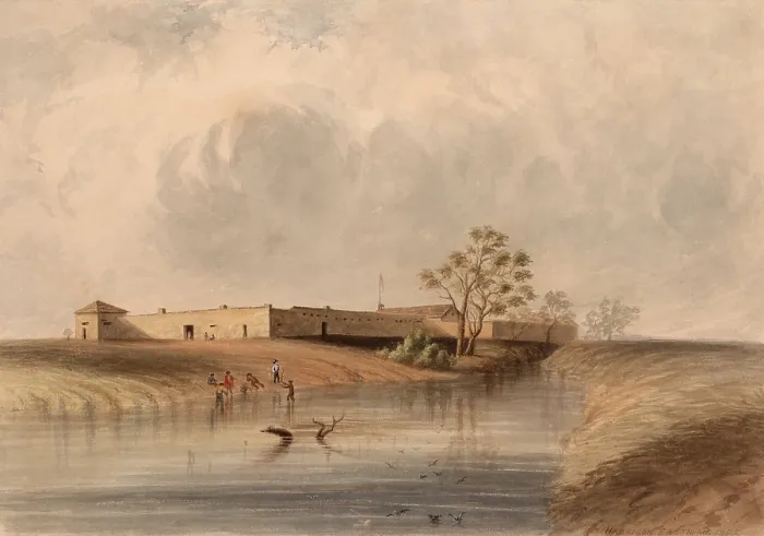Framed Print : Sutters Fort, near Sacramento City, California, 1852, by Harrison Eastman. The fort housed an agricultural and trade association built in 1841 by John Sutter Framed Print : Sutters Fort, near Sacramento City, California, 1852, by Harrison Eastman. The fort housed an agricultural and trade association built in 1841 by John Sutter