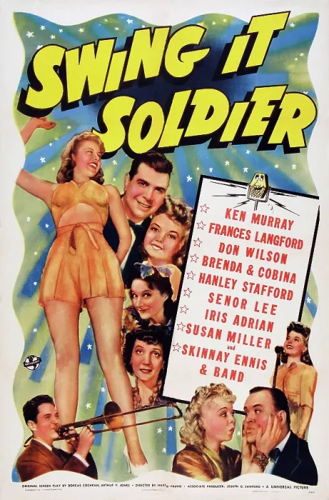 Framed Print : SWING IT SOLDIER, US poster, center from top: Ken Murray, Frances Langford, Blanche Stewart, Elvia Allman, bottom face to face: Iris Adrian, Don Wilson, 1941