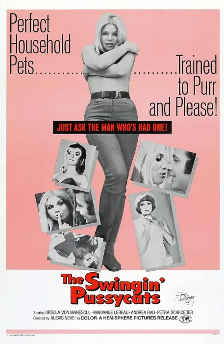 Framed Print : THE SWINGIN PUSSYCATS, (aka GUESS WHO'S SLEEPING WITH US TONIGHT?, aka RAT MAL, WER HEUT BEI UNS SCHLAFT?) US poster, Ursula Von Manescul, 1969