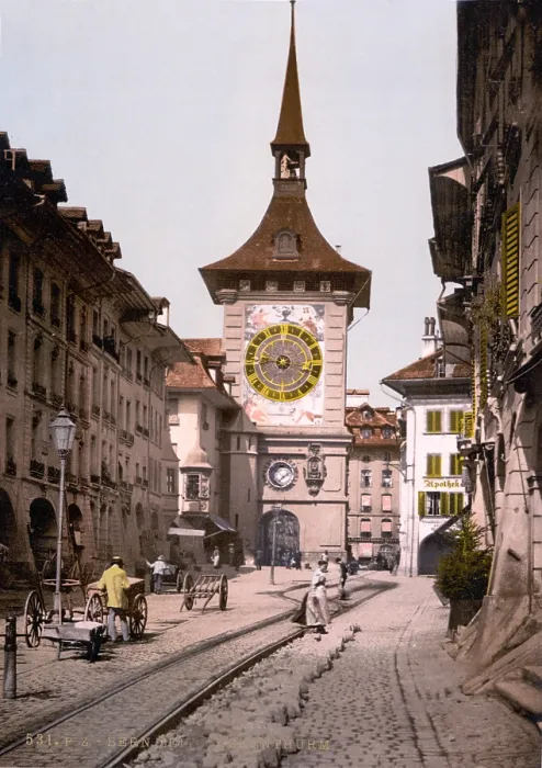 Framed Print : Switzerland, the clock tower, Berne, photochrom, circa early 1900s
