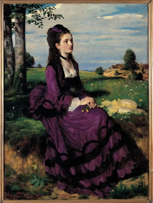 Framed Print : Szinyei Merse Pal, Portrait of a Woman in Lilac, 1874, 19th Century, oil on canvas, Hungary, Budapest, Hungarian National Gallery