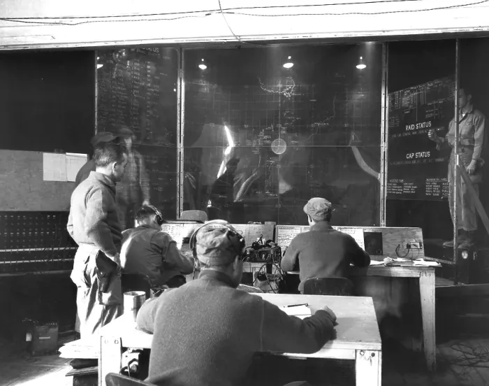 Framed Print : Tactical air control center operated by Marines at Hamhung, to support break-out of troops from Chosin Reservoir. Dec. 1950. Korean War, 1950-53. (BSLOC_2014_11_84)