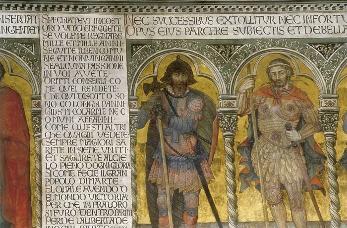 Framed Print : TADDEO di BARTOLO (1362-1422). Allegories and figures from Roman History. 1413-1414. ITALY. Siena. Public Palace
