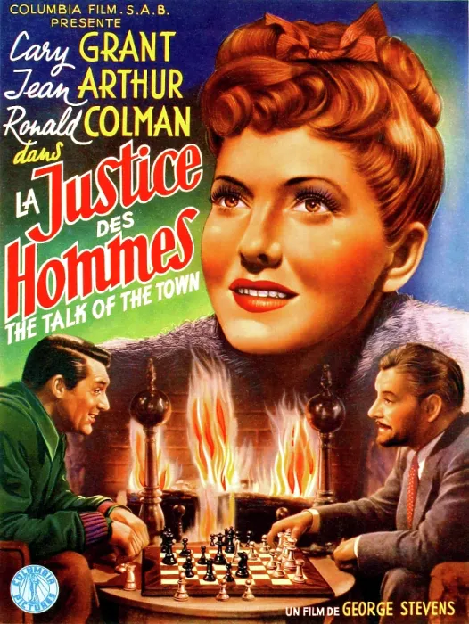 Framed Print : THE TALK OF THE TOWN, upper right: Jean Arthur; bottom left: Cary Grant; bottom right: Ronald Colman; Belgian poster art, 1942 Framed Print : THE TALK OF THE TOWN, upper right: Jean Arthur; bottom left: Cary Grant; bottom right: Ronald Colman; Belgian poster art, 1942