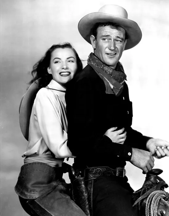 Framed Print : TALL IN THE SADDLE, Ella Raines, John Wayne, 1944