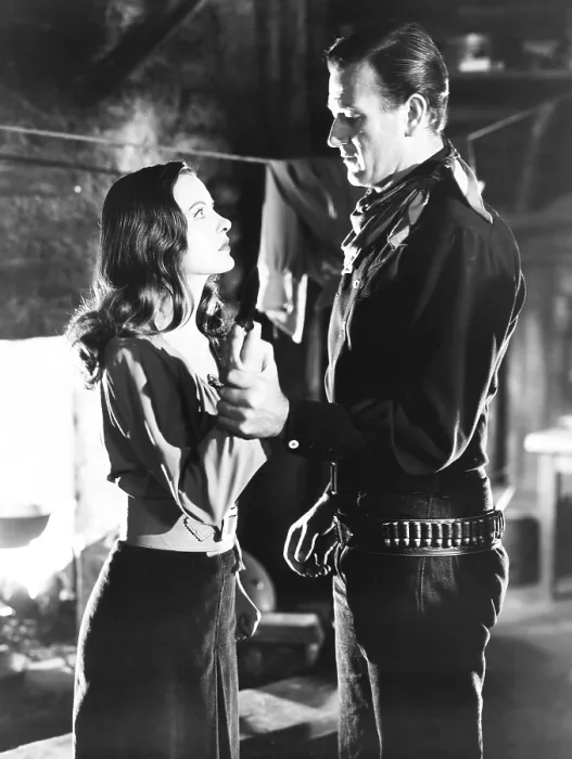 Framed Print : TALL IN THE SADDLE, from left: Ella Raines, John Wayne, 1944 Framed Print : TALL IN THE SADDLE, from left: Ella Raines, John Wayne, 1944