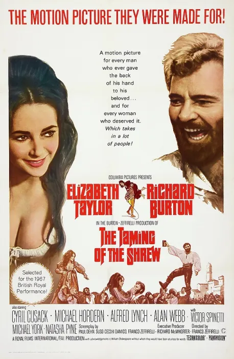 Framed Print : THE TAMING OF THE SHREW, US poster, from left: Elizabeth Taylor, Richard Burton, 1967