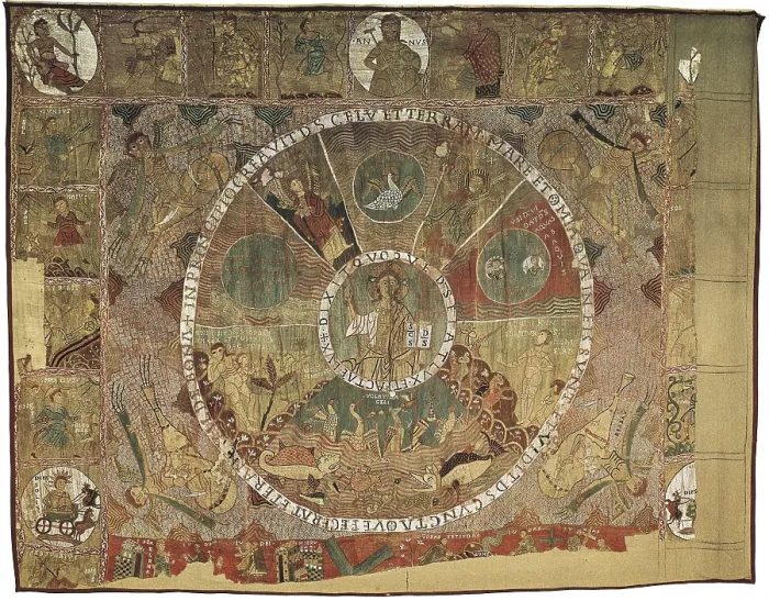 Framed Print : Tapestry of Creation. 1st half 12th c. Romanesque art. Tapestry. SPAIN. Gerona. Cathedral's Treasure-Capitular Museum. AISA / Everett Collection**US SALES ONLY**