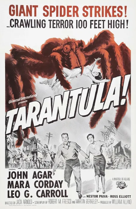 Framed Print : TARANTULA, US poster art, bottom from left: John Agar, Mara Corday, 1955
