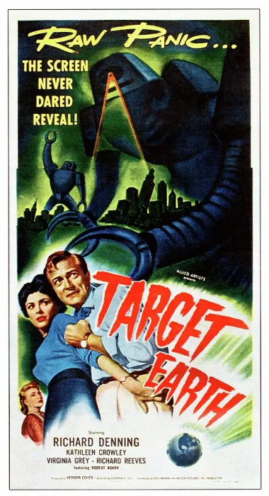 Framed Print : TARGET EARTH, from left: Kathleen Crowley, Richard Denning, 1954