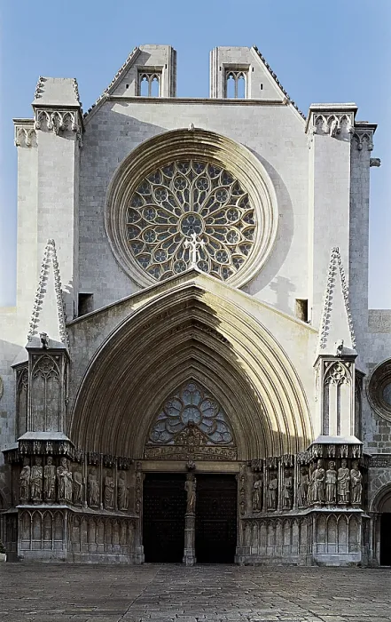 Framed Print : Tarragona Cathedral of St. Mary. 1170-1331. SPAIN. Tarragona. Cathedral of St. Mary. Main facade. Gothic art. Architecture. AISA / Everett Collection (84377)**US SALES ONLY**
