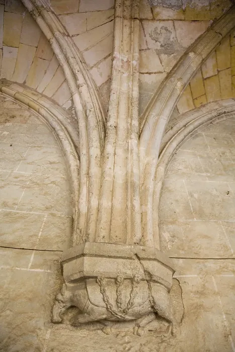 Framed Print : Tarragona Cathedral of St. Mary. 1170-1331. SPAIN. CATALONIA. Tarragona. Cathedral of St. Mary. Corbel supporting the ribs of the arches of the cloister gallery. Architecture