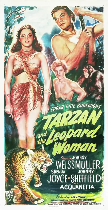 Framed Print : TARZAN AND THE LEOPARD WOMAN, Acquanetta, Johnny Sheffield, Johnny Weissmuller, 1946