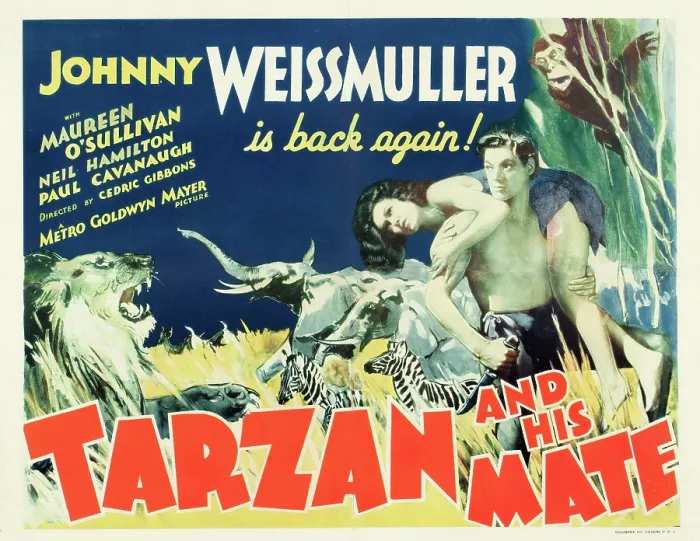 Framed Print : TARZAN AND HIS MATE, from left: Maureen O'Sullivan, Johnny Weissmuller, 1934 Framed Print : TARZAN AND HIS MATE, from left: Maureen O'Sullivan, Johnny Weissmuller, 1934
