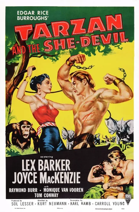 Framed Print : TARZAN AND THE SHE-DEVIL, US poster art, Monique van Vooren, Lex Barker, Joyce Mackenzie, 1953 Framed Print : TARZAN AND THE SHE-DEVIL, US poster art, Monique van Vooren, Lex Barker, Joyce Mackenzie, 1953