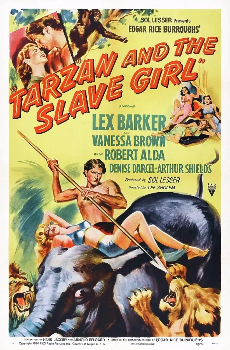 Framed Print : TARZAN AND THE SLAVE GIRL, poster art, center: Lex Barker, 1950