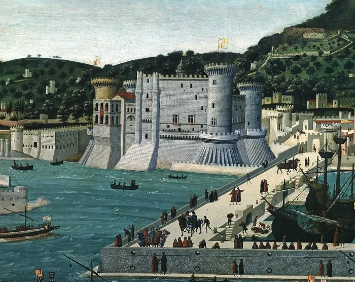 Framed Print : Tavola Strozzi, by Francesco Pagano, 1472 - 1473, 15th Century, wood, - Italy, Campania, Naples, San Martino Charterhouse and Museum. Detail