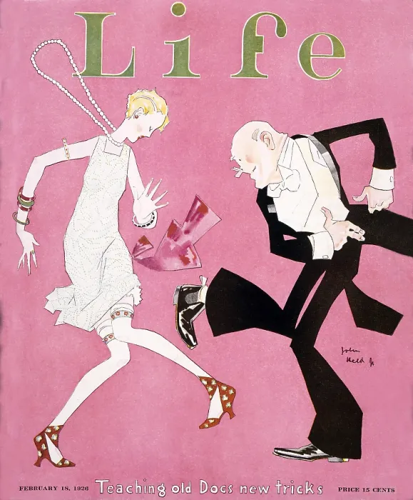 Framed Print : Teaching Old Dogs New Tricks, is the title of John Held's cover for Life magazine. In February 1926, flappers and the Charleston were the height of style Framed Print : Teaching Old Dogs New Tricks, is the title of John Held's cover for Life magazine. In February 1926, flappers and the Charleston were the height of style