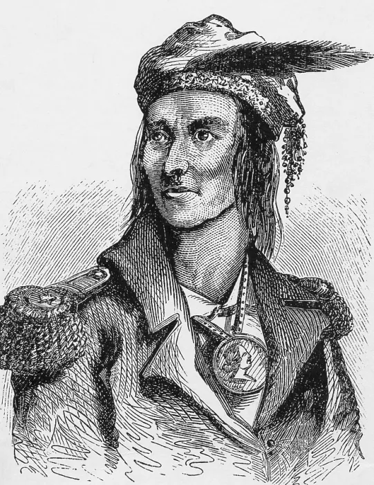 Framed Print : Tecumseh, the Shawnee Chief and founder of the multi-tribal confederacy to resist Euro-American encroachment of Indians lands in the Northwest Territory and the Southeast