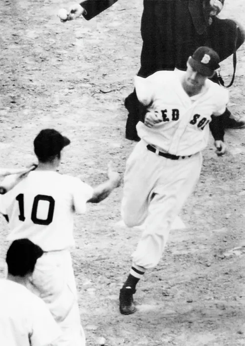 Framed Print : Ted Williams of the Boston Red Sox, scoring his 325th career home run against the Cleveland Indians