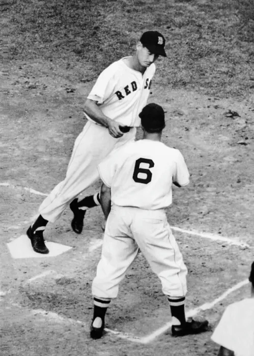 Framed Print : Ted Williams of the Boston Red Sox, scoring a home run against the New York Yankees Framed Print : Ted Williams of the Boston Red Sox, scoring a home run against the New York Yankees